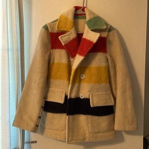 Vintage Hudson Bay Striped Wool Blanket Jacket
